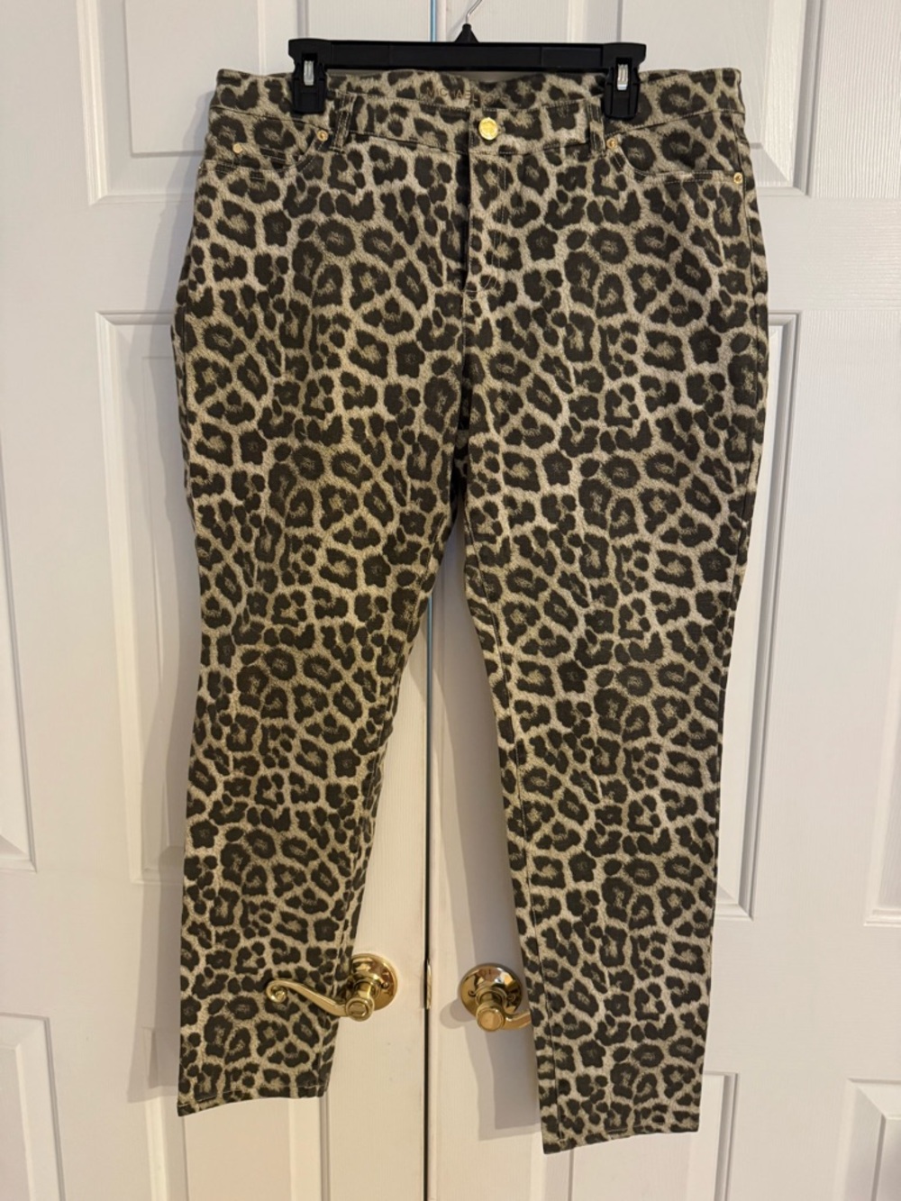 Michael Kors Tan and Black Leopard Print Skinny Jeans